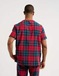 Essential Crewneck Scrub Top - Christmas Red Tartan