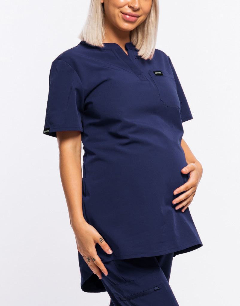 Essential Maternity Scrub Top - True Navy