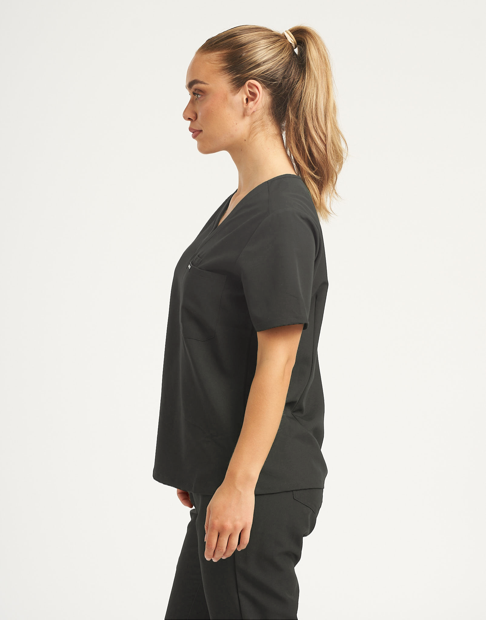 Essential One Pocket V Neck Scrub Top - Asphalt
