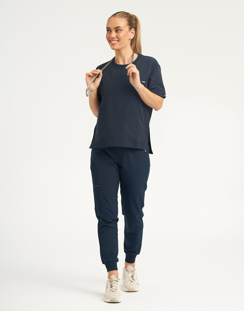 Midnight Navy Crewneck Top and Scrub Jogger Set – Airmed Scrubs