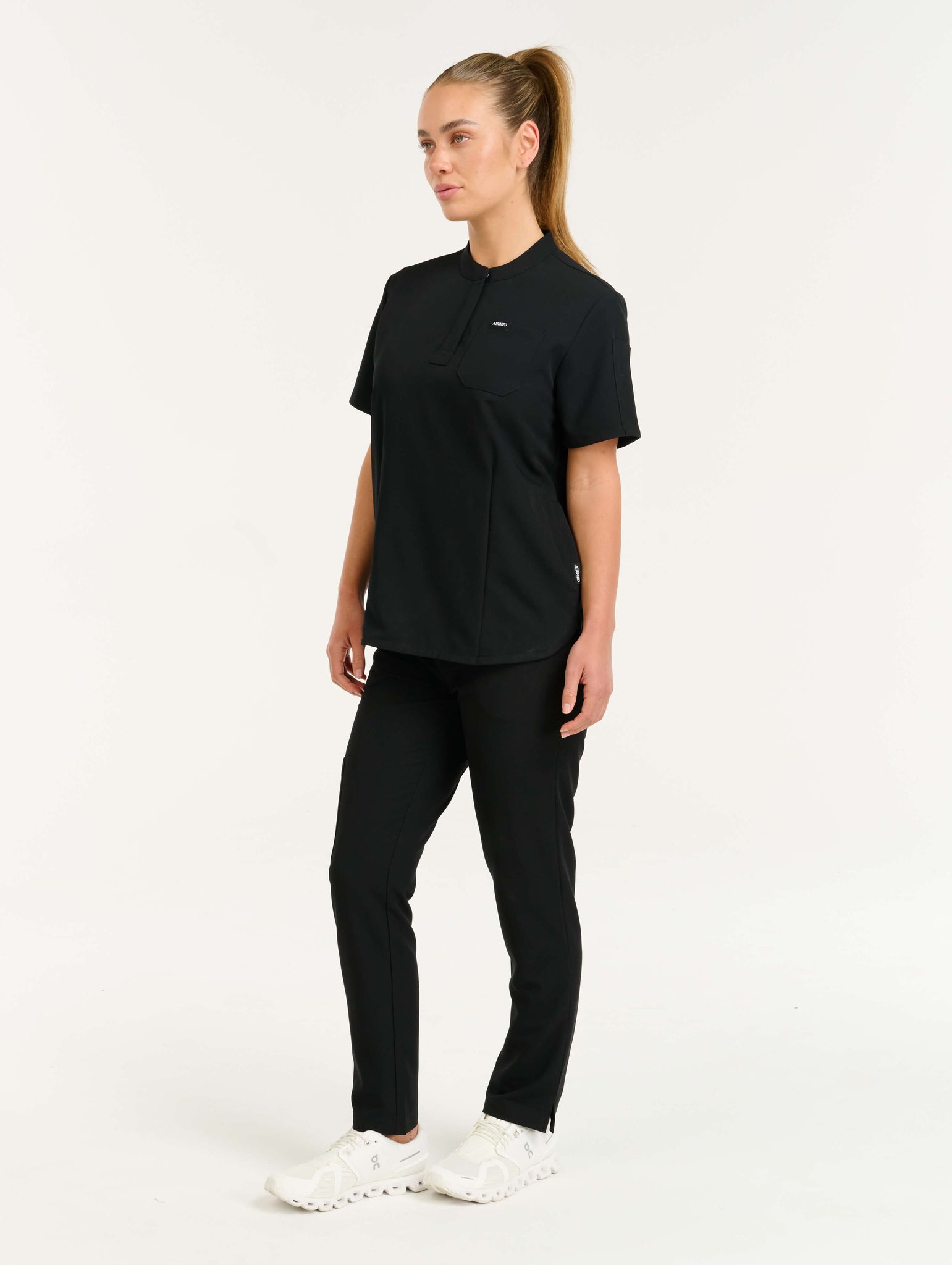 Aspire Mock Neck Scrub Top - Black