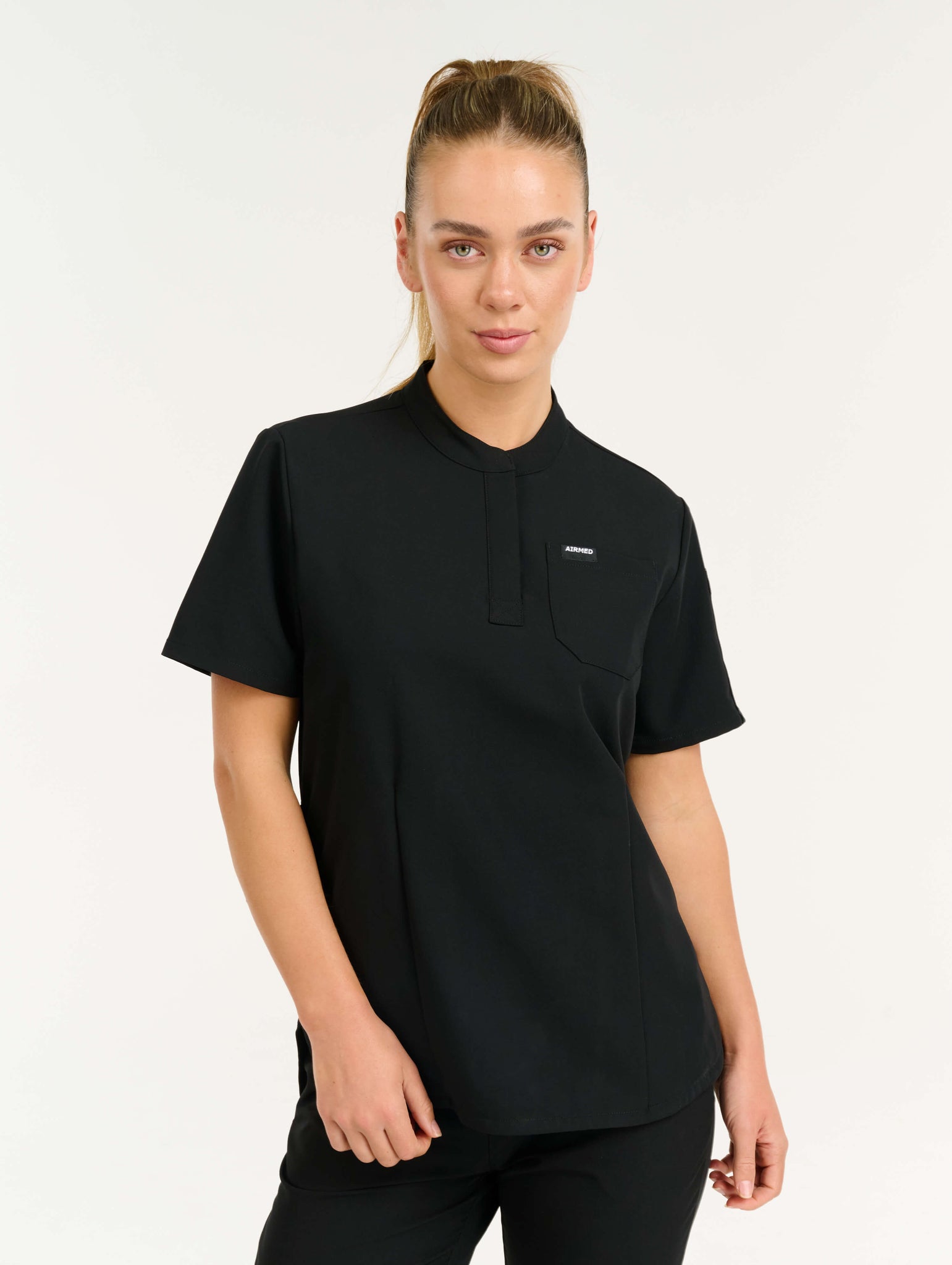Aspire Mock Neck Scrub Top - Black