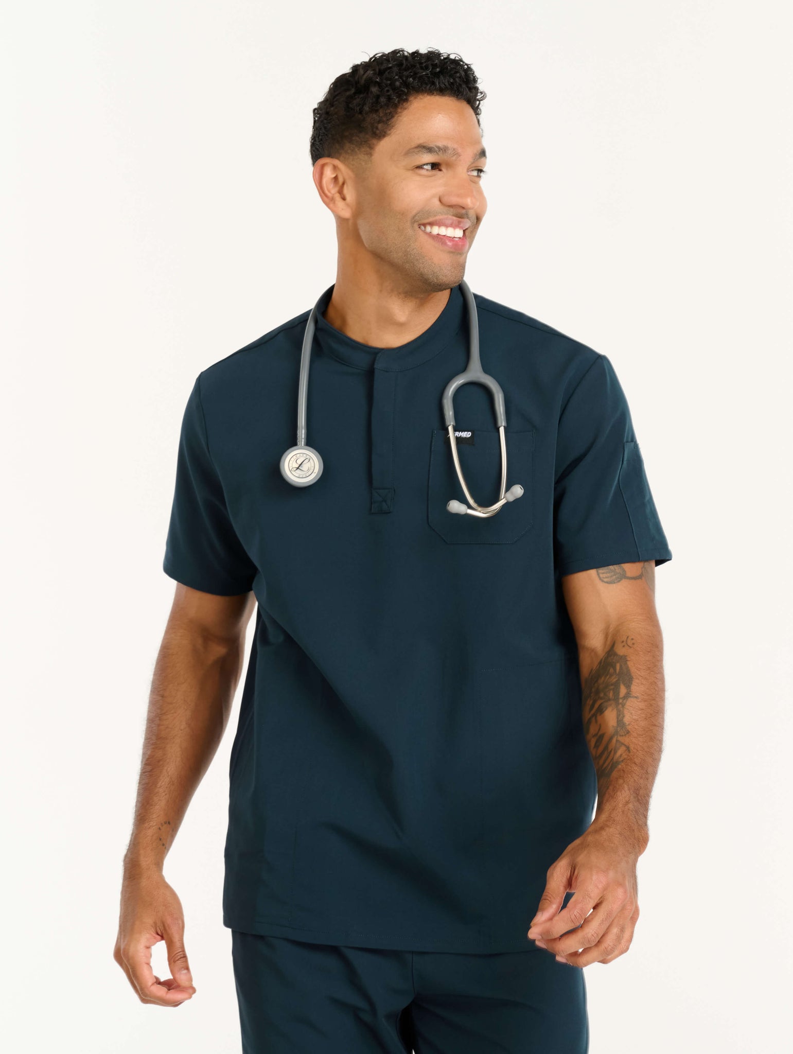 Aspire Mock Neck Scrub Top - Midnight Navy