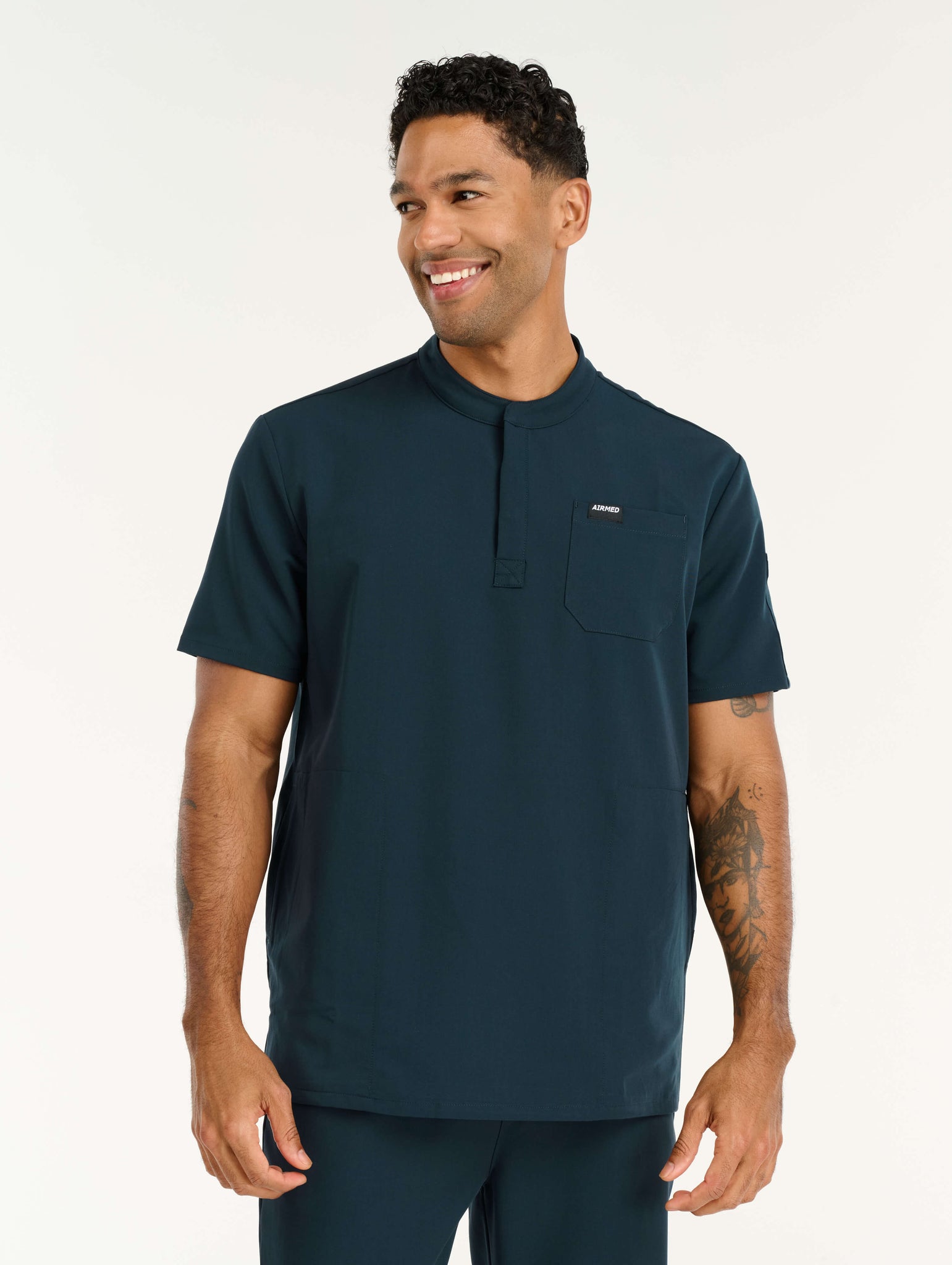 Aspire Mock Neck Scrub Top - Midnight Navy