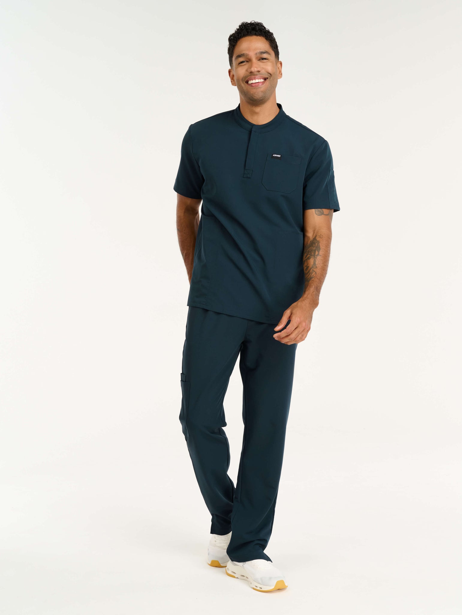 Aspire Mock Neck Scrub Top - Midnight Navy