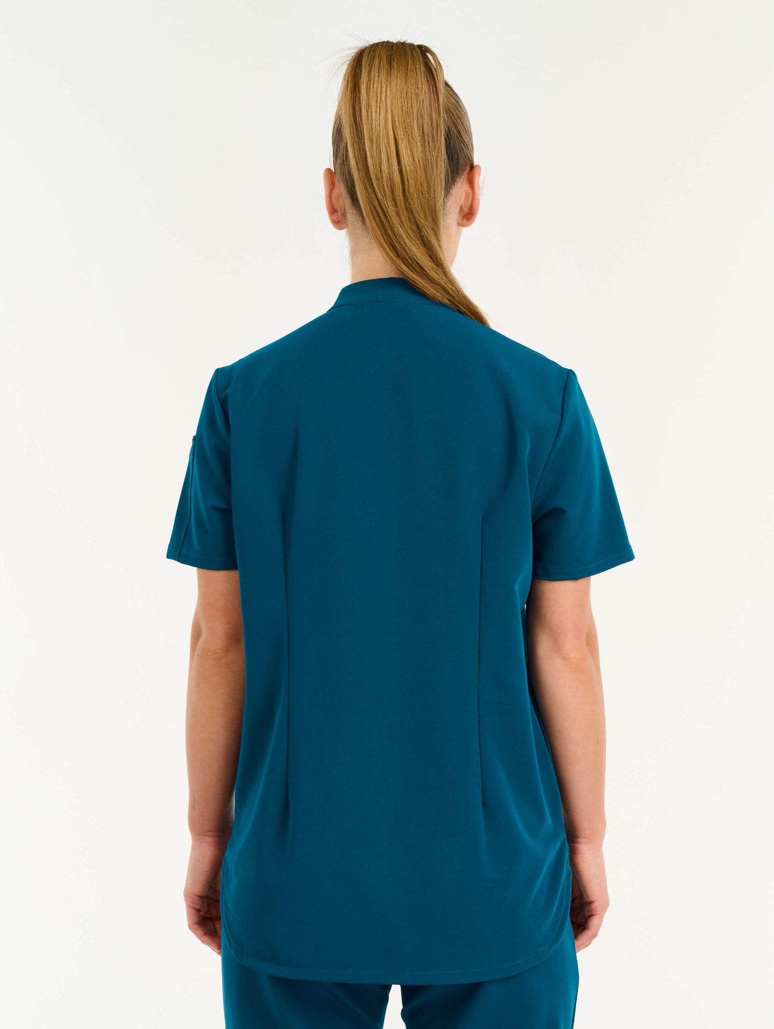 Aspire Mock Neck Scrub Top - Gibraltar Blue