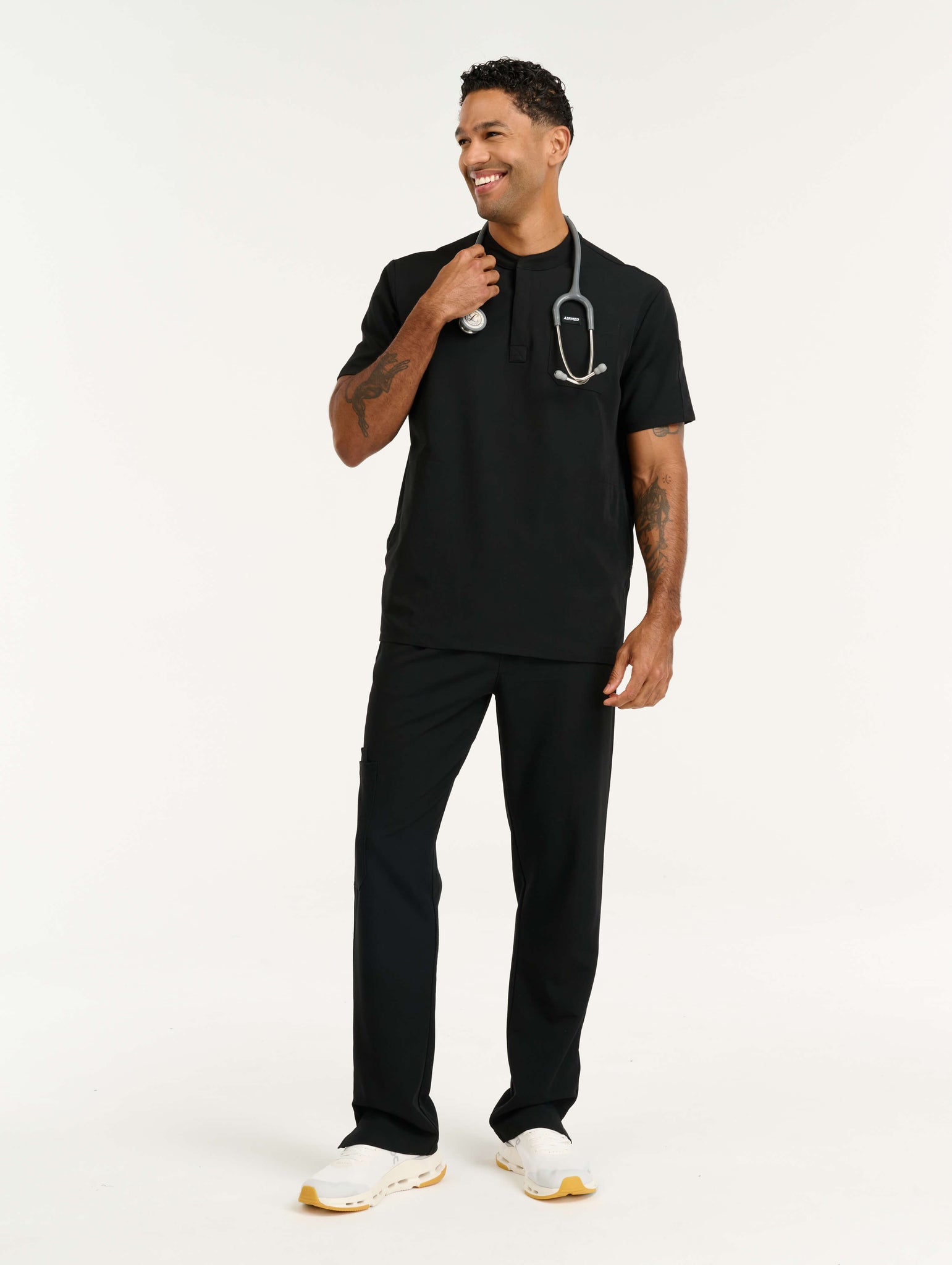 Aspire Mock Neck Scrub Top - Black