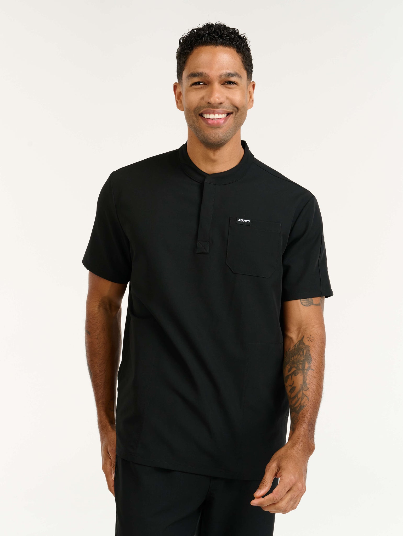 Aspire Mock Neck Scrub Top - Black