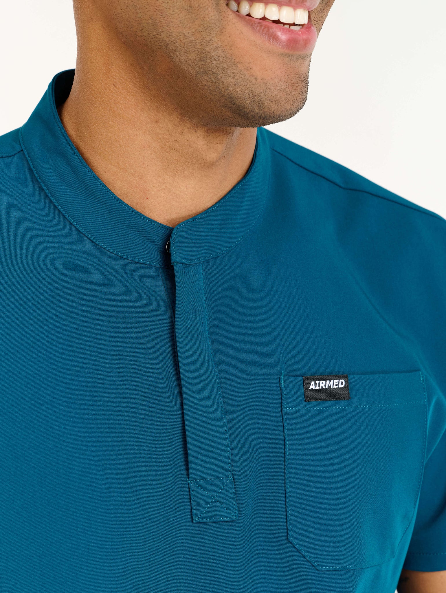 Aspire Mock Neck Scrub Top - Gibraltar Blue