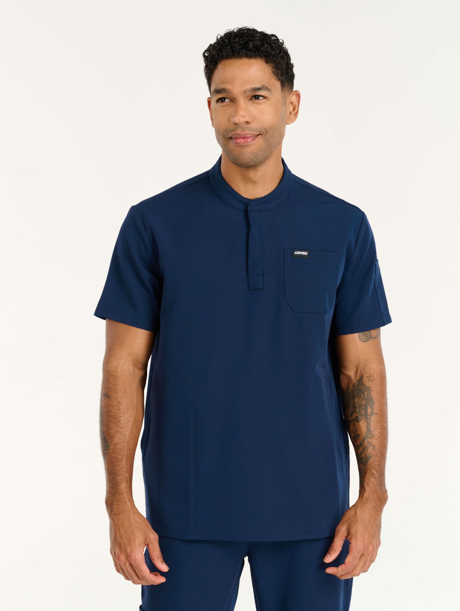 Aspire Mock Neck Scrub Top - True Navy