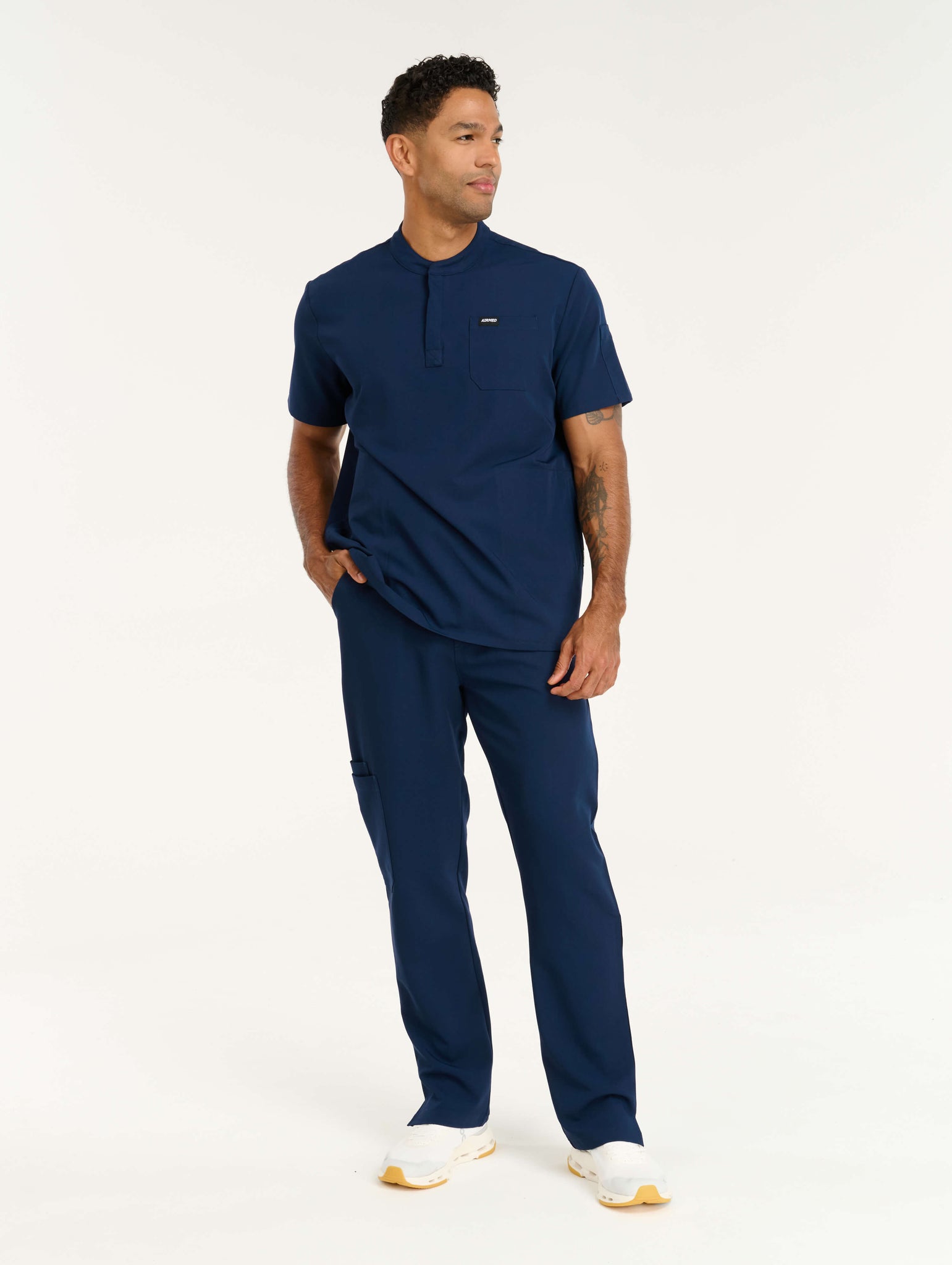 Aspire Mock Neck Scrub Top - True Navy