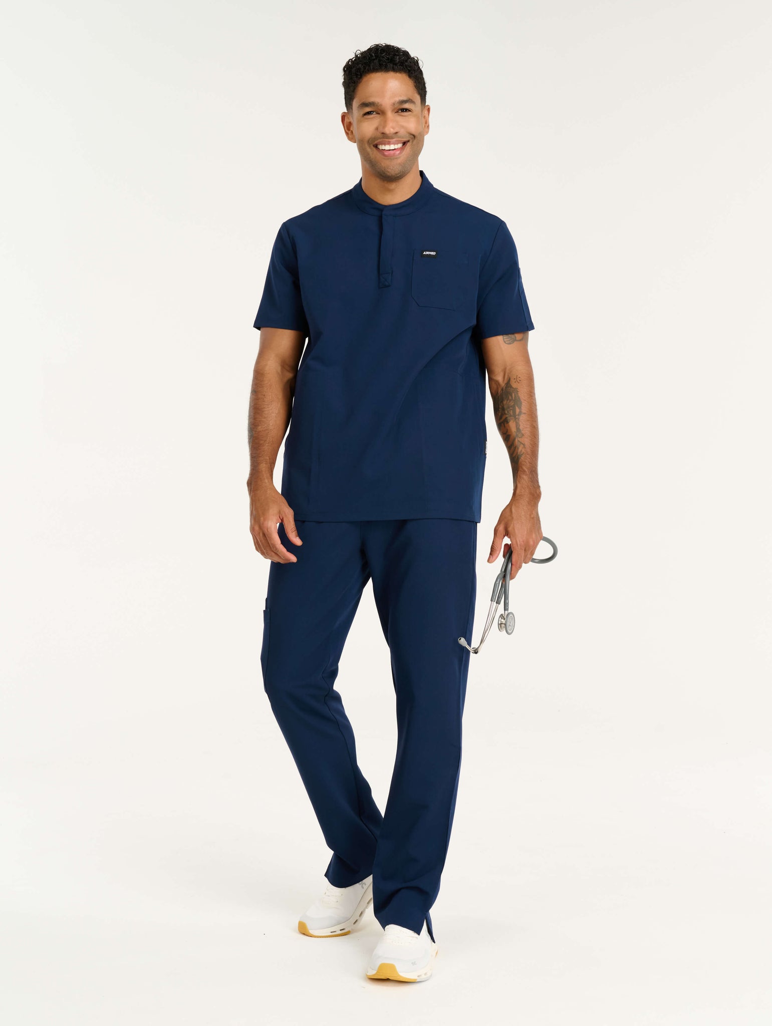 Aspire Mock Neck Scrub Top - True Navy