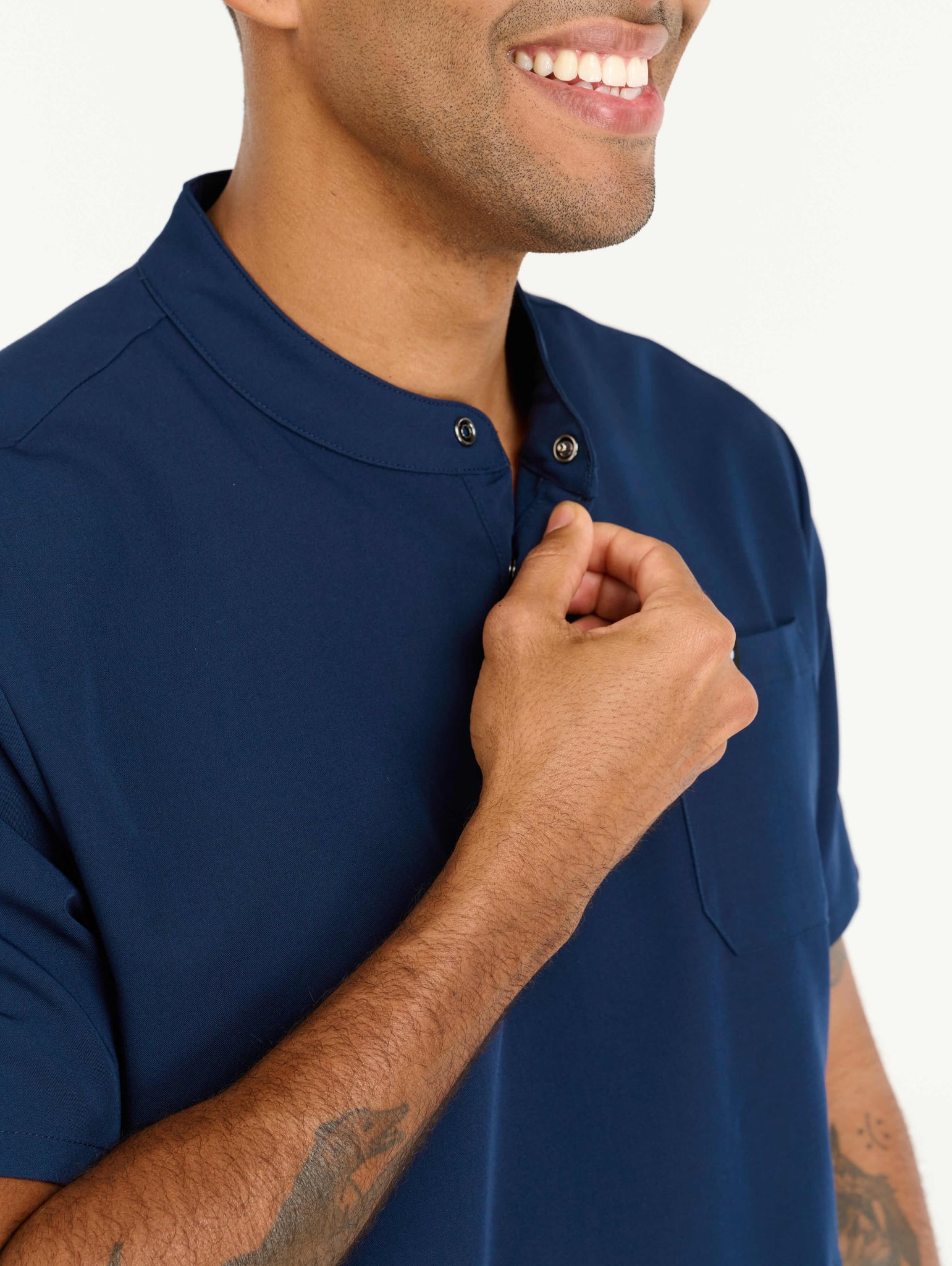 Aspire Mock Neck Scrub Top - True Navy