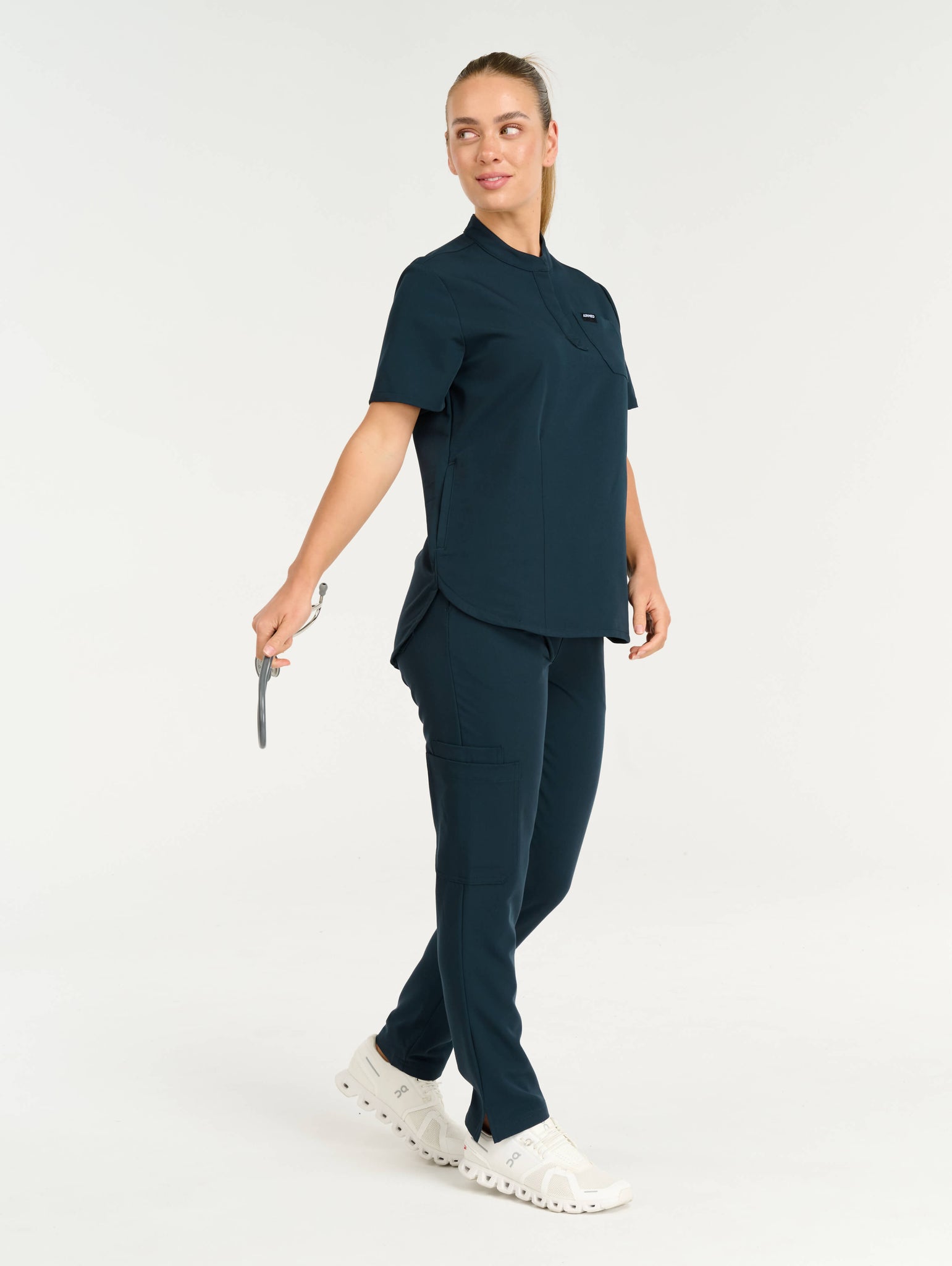 Aspire Mock Neck Scrub Top - Midnight Navy