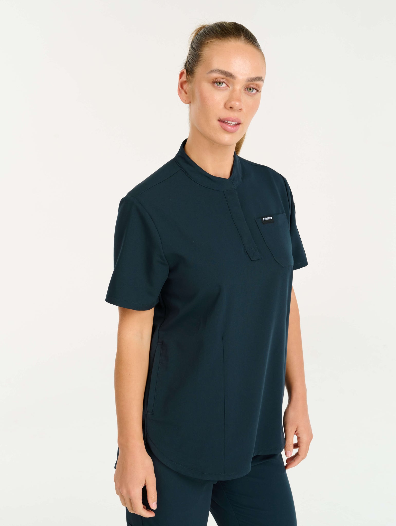 Aspire Mock Neck Scrub Top - Midnight Navy