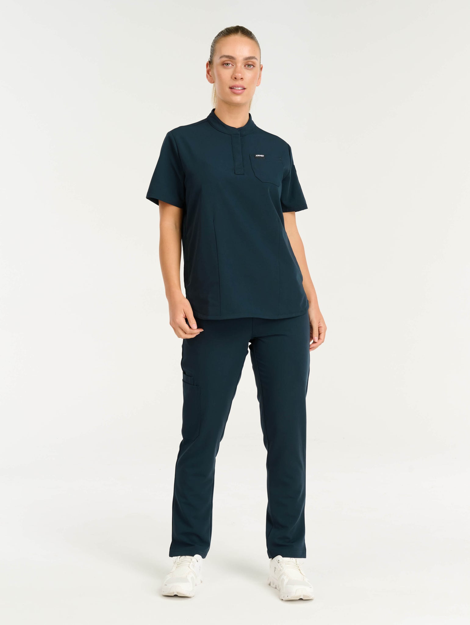 Aspire Mock Neck Scrub Top - Midnight Navy