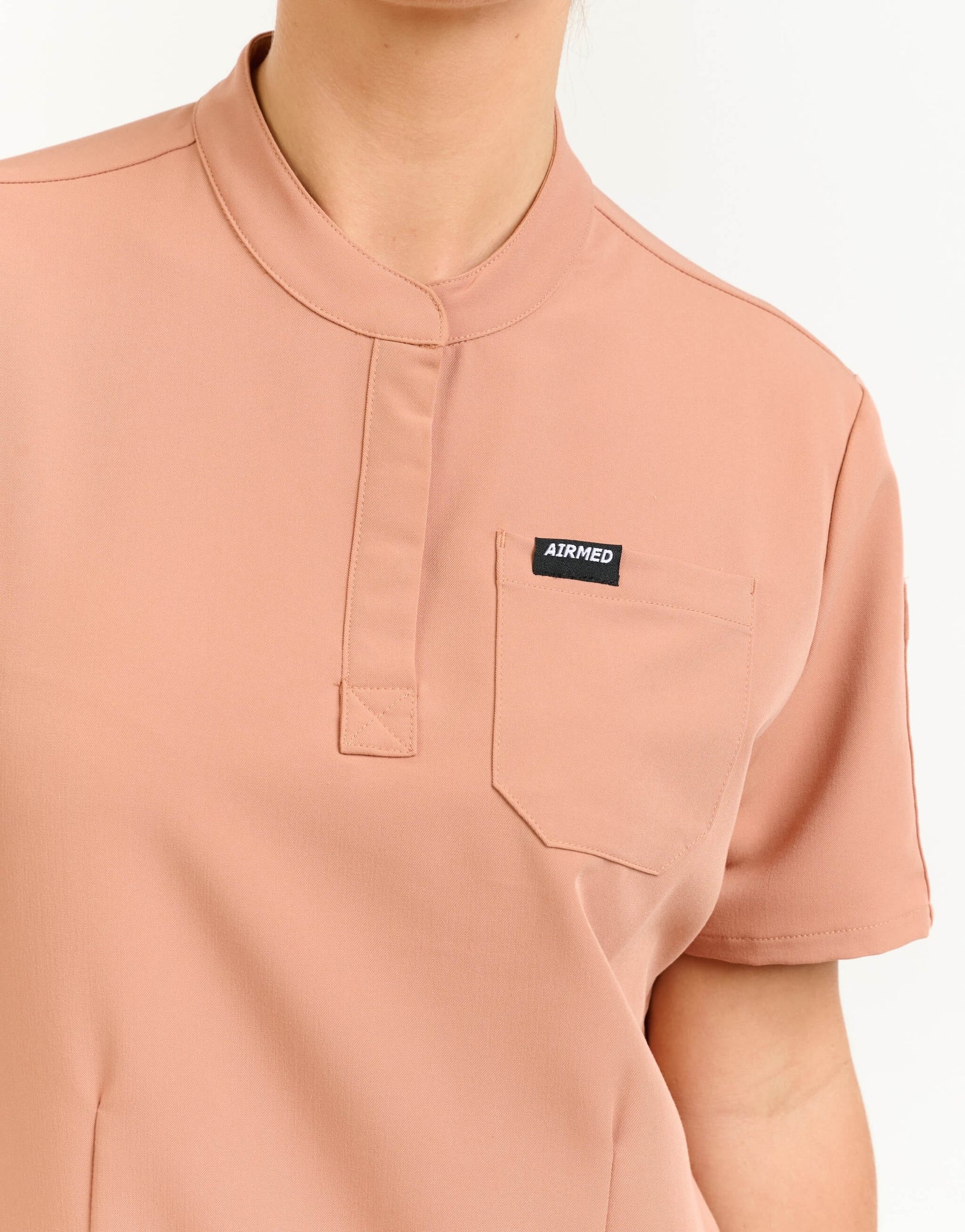 Aspire Mock Neck Scrub Top - Canyon Clay