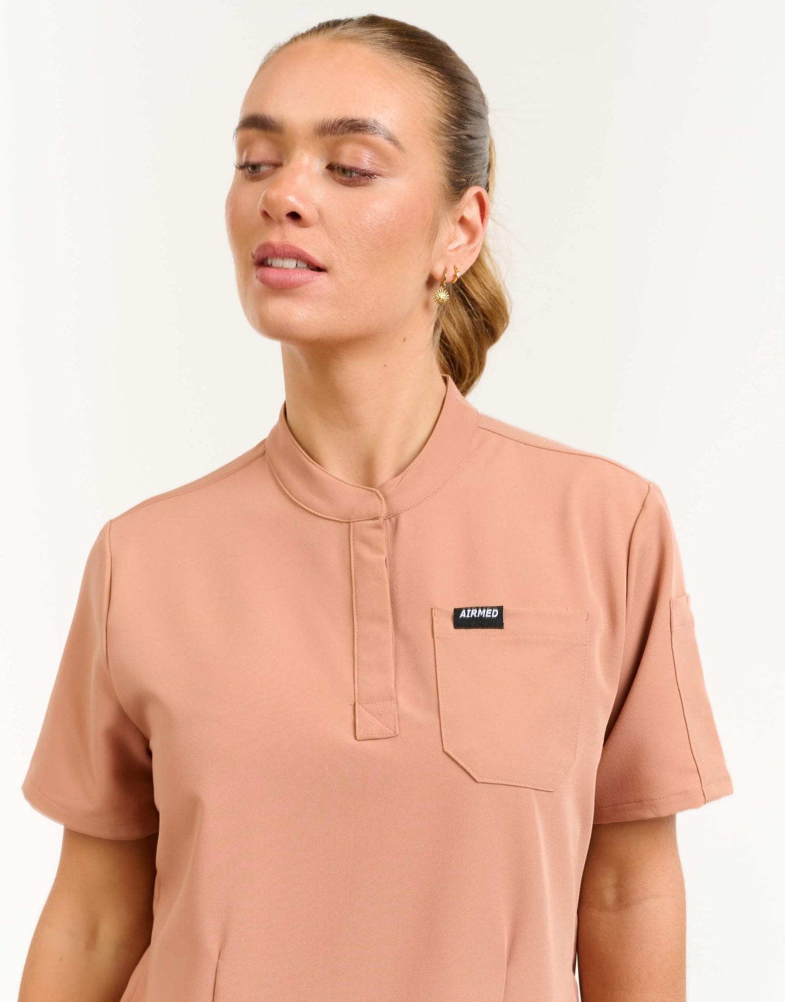 Aspire Mock Neck Scrub Top - Canyon Clay