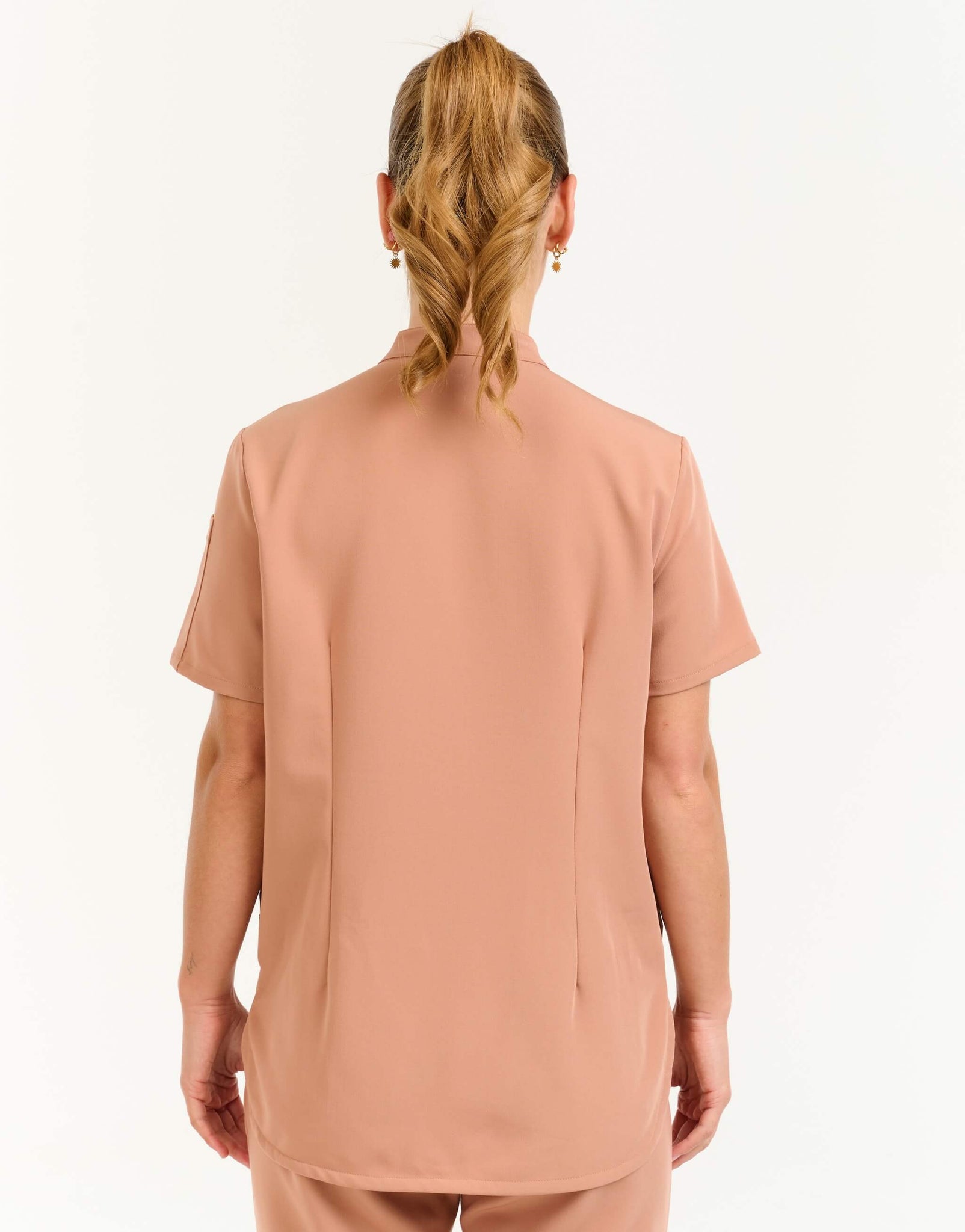 Aspire Mock Neck Scrub Top - Canyon Clay