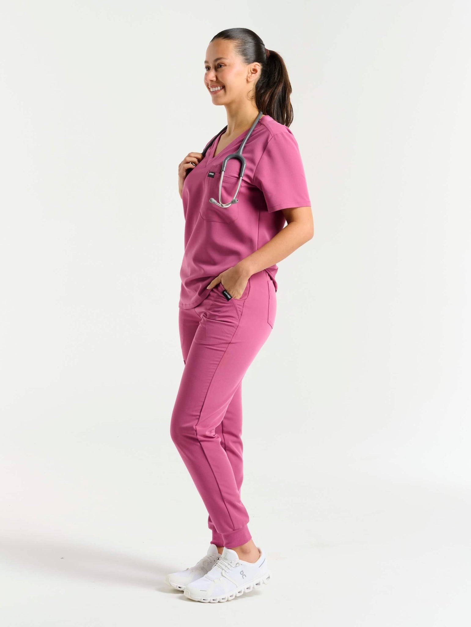 Essential Jogger Scrub Pants in Red Violet | Airmed Scrubs