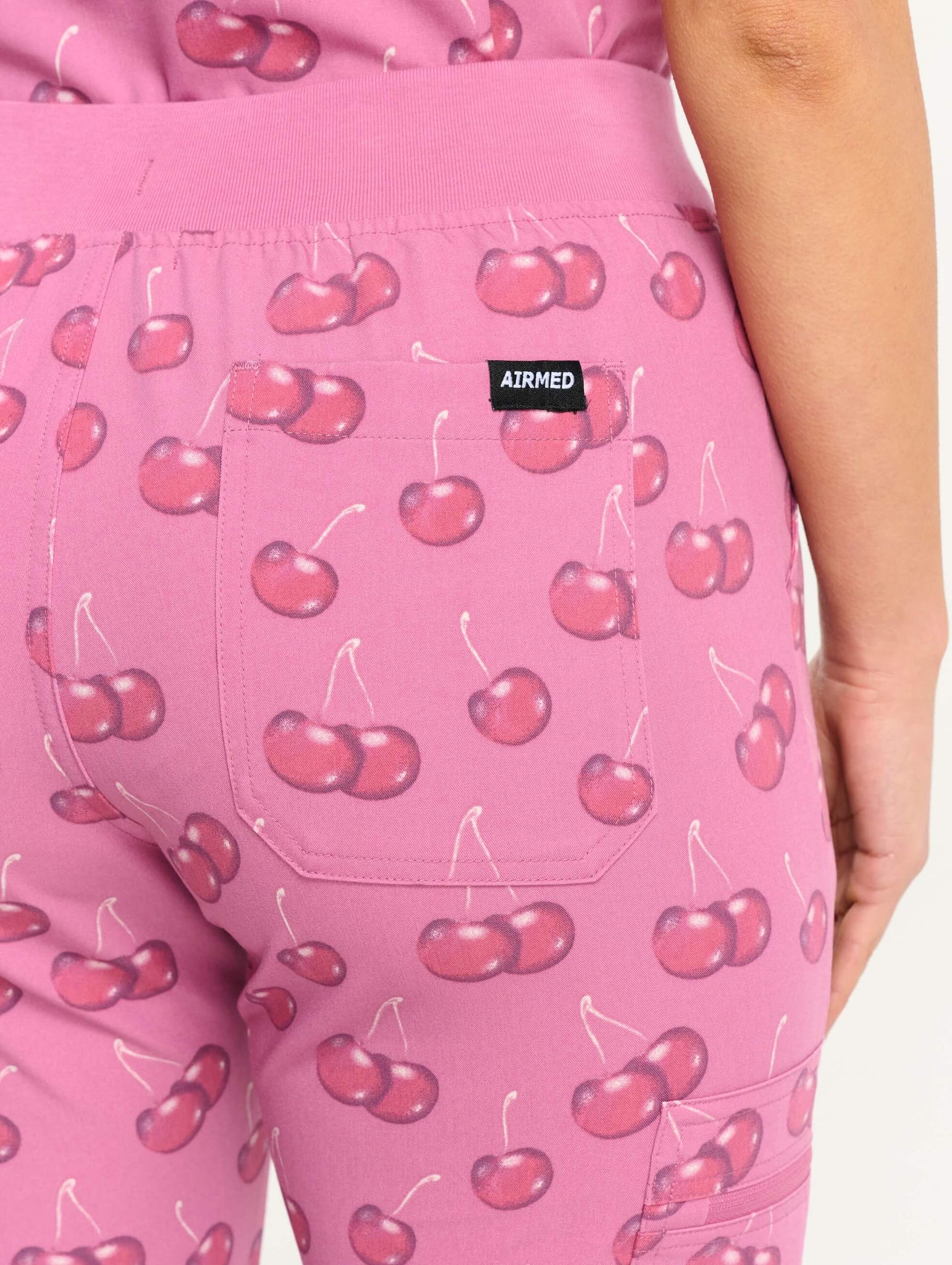 Essential Multi-Pocket Scrub Pants - Cherry Print