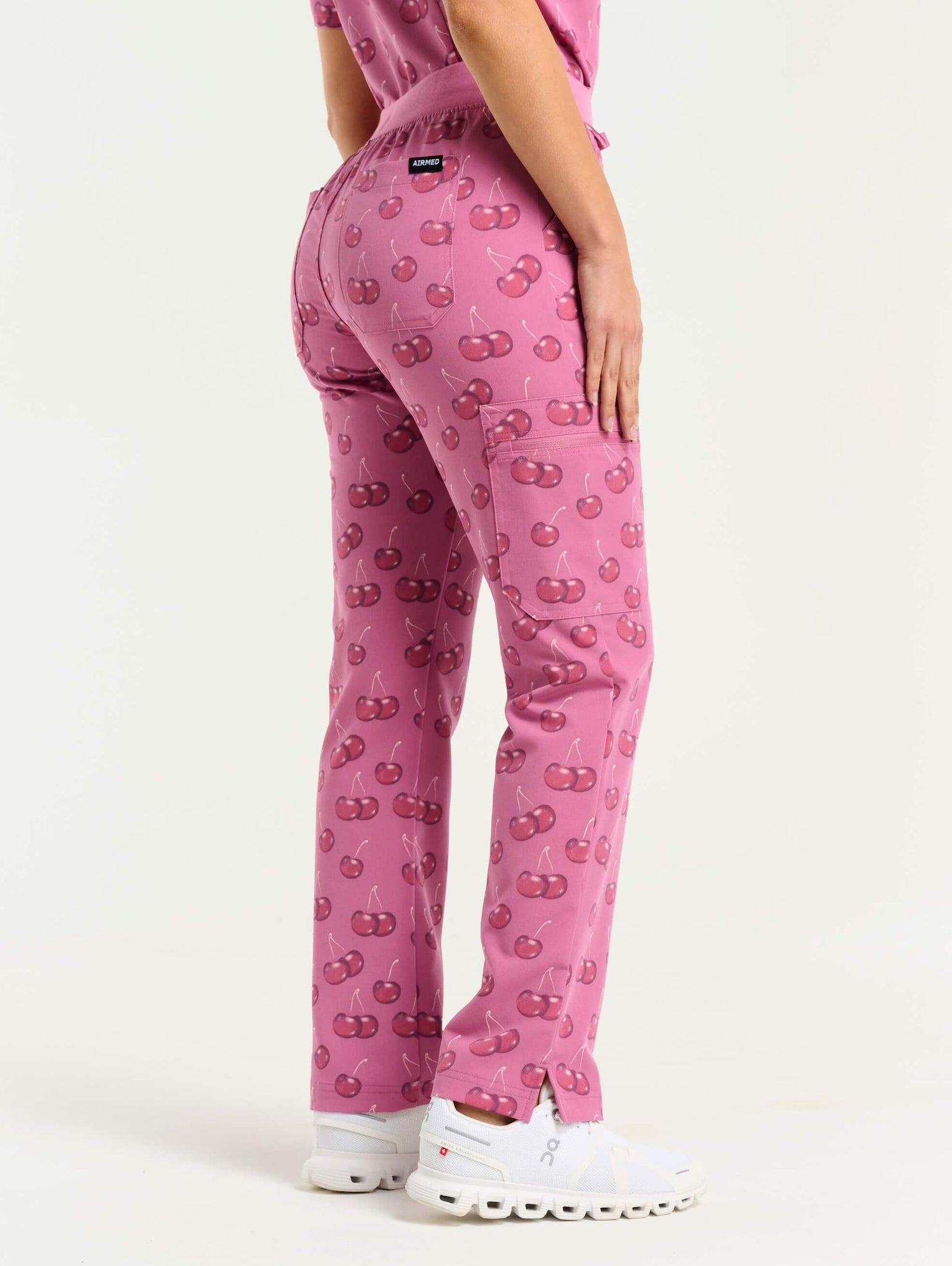 Essential Multi-Pocket Scrub Pants - Cherry Print