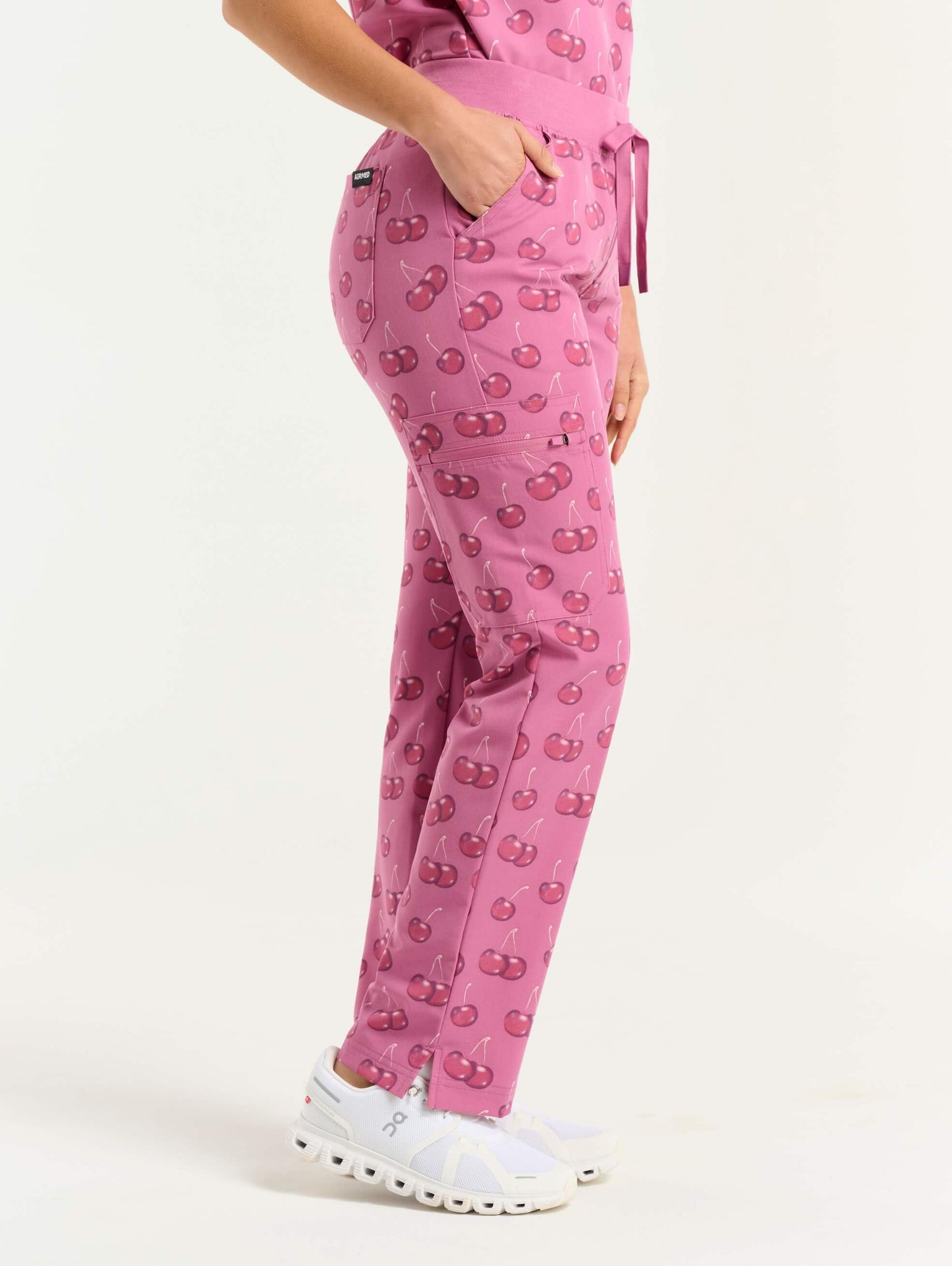 Essential Multi-Pocket Scrub Pants - Cherry Print