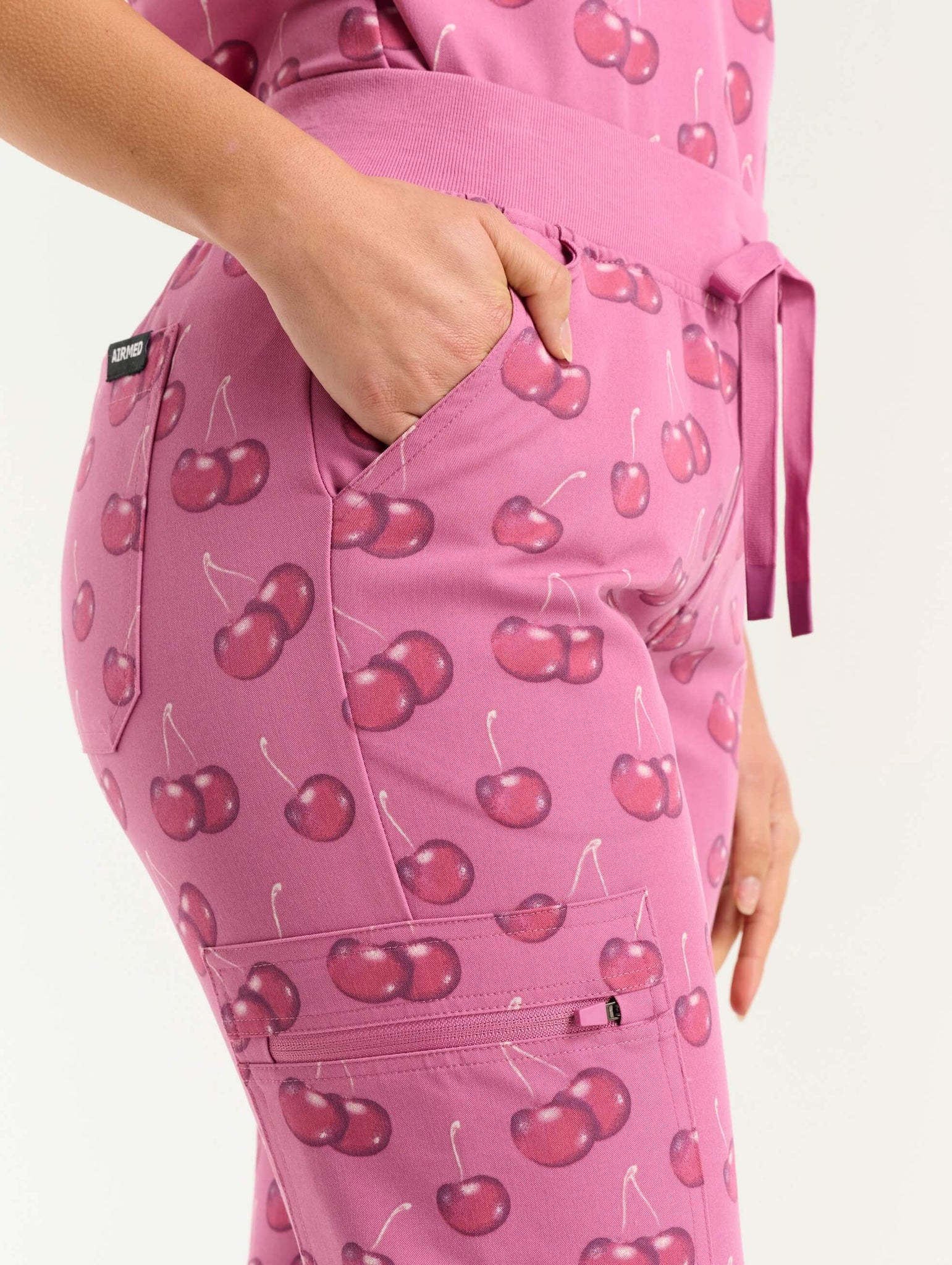 Essential Multi-Pocket Scrub Pants - Cherry Print