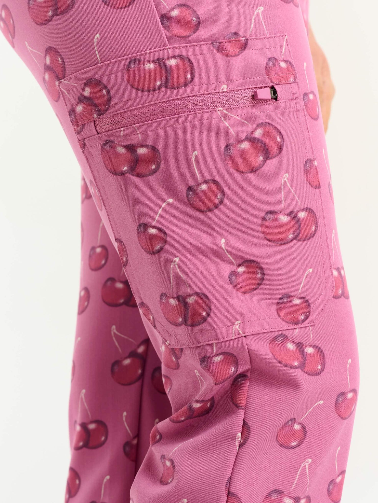 Essential Multi-Pocket Scrub Pants - Cherry Print