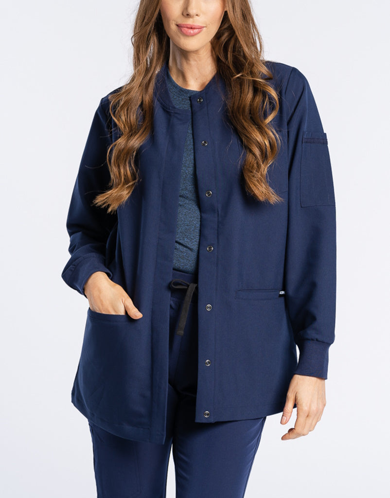 Scrub Jacket Button Up - True Navy