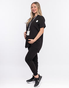Essential Maternity Scrub Top - Black