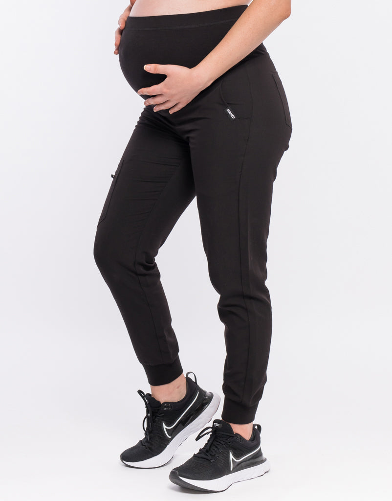 Essential Maternity Jogger Scrub Pants - Black