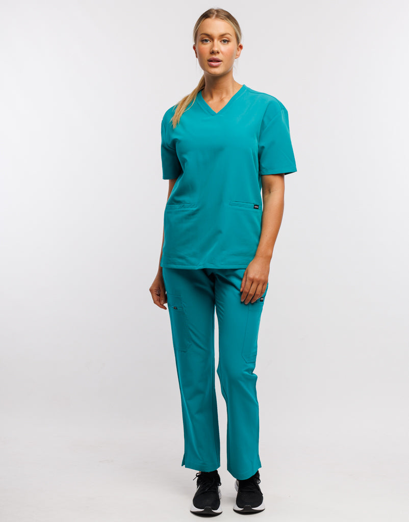 Essential Everyday V Neck Scrub Top - Sydney Teal – Airmed Scrubs