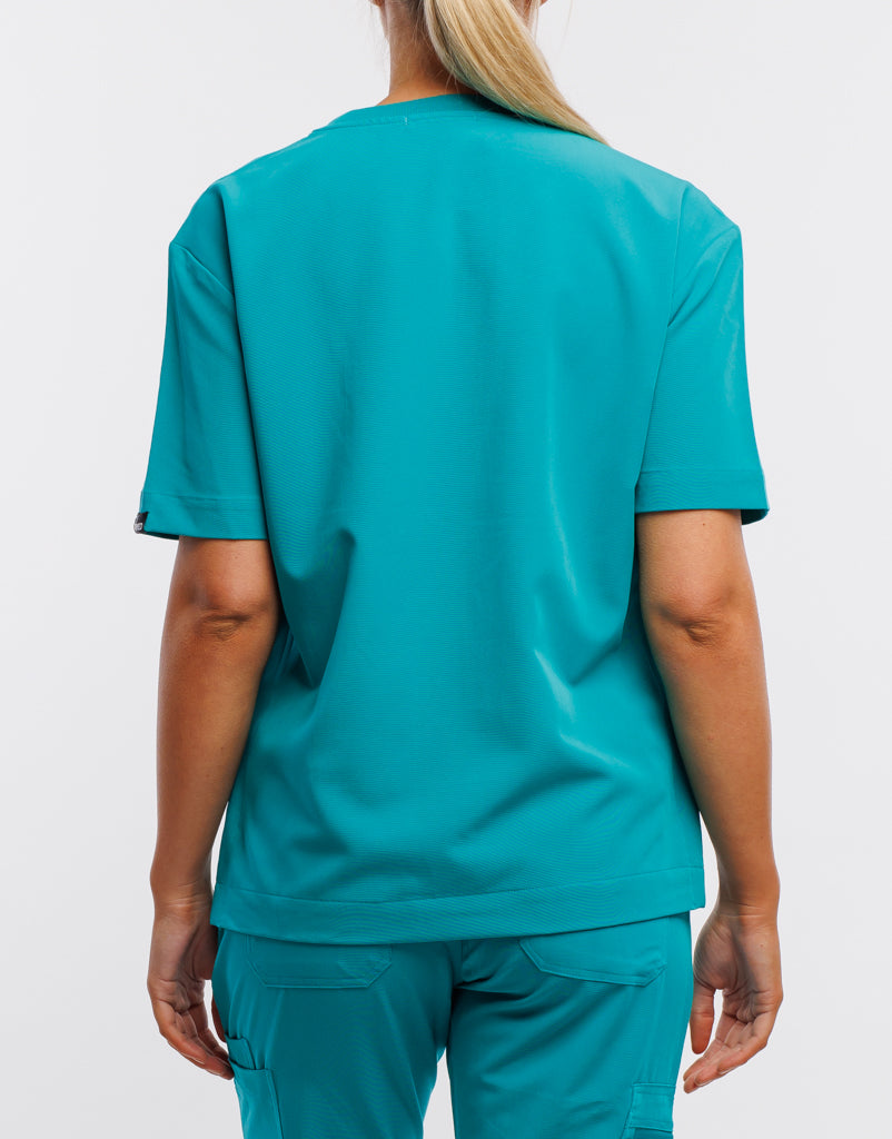 Essential Crewneck Scrub Top Sydney Teal Airmed Scrubs