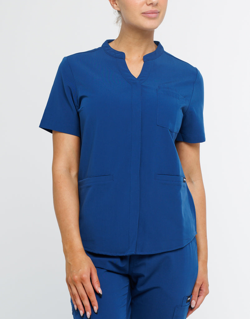 Full Button Scrub Top Royal Blue Airmed Scrubs