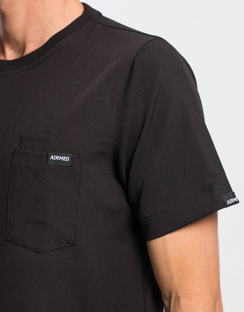 Essential Crewneck Scrub Top - Black