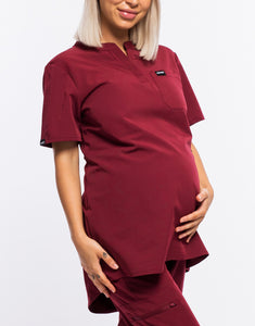 Essential Maternity Scrub Top - Cordorvan Red