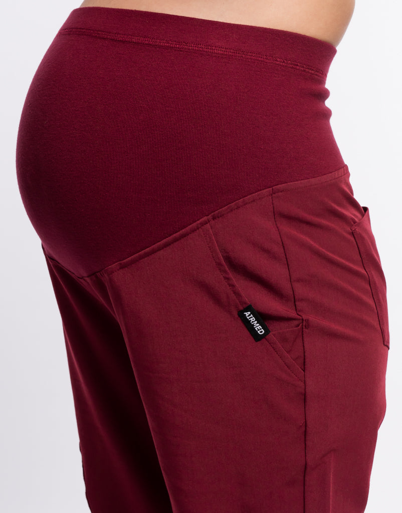 Essential Maternity Jogger Scrub Pants - Cordorvan Red