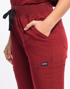 Essential Multi-Pocket Scrub Pants - Syrah Red